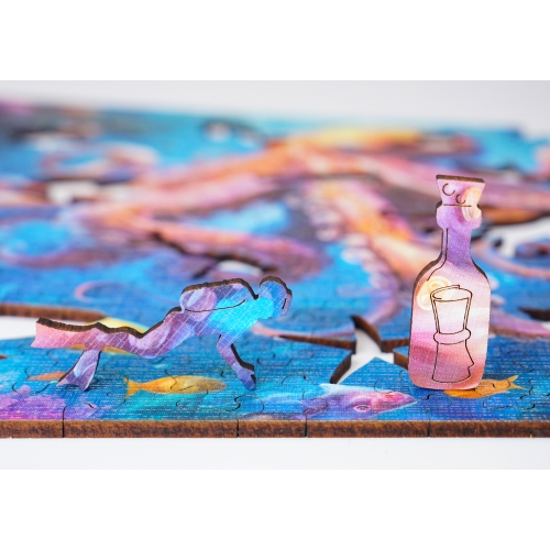 Puzzle Drewniane 25 x 25 cm Ośmiornica 155 Elementów Układanka Drewniana